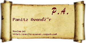 Panitz Avenár névjegykártya
